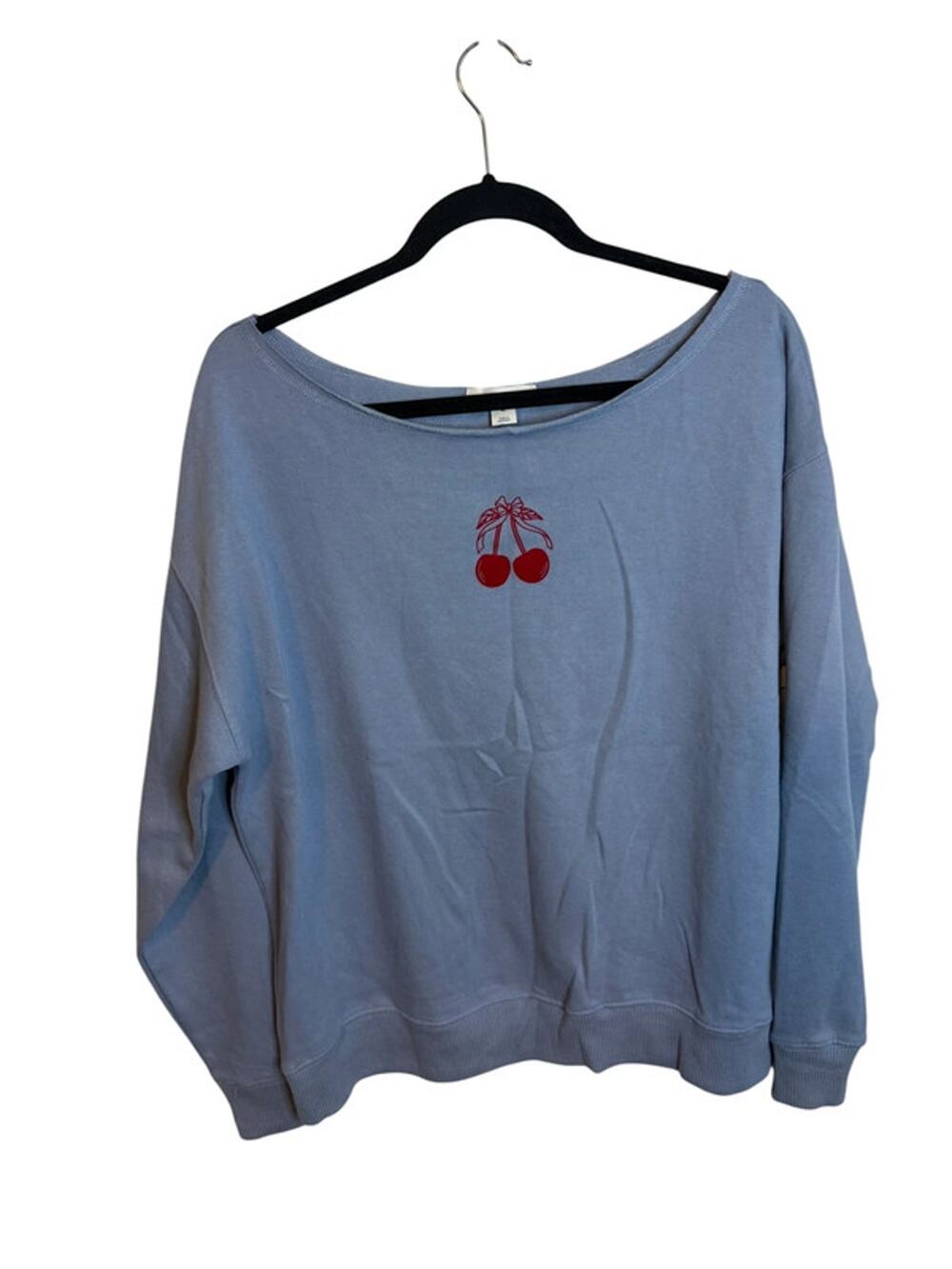 NWT Aeropostale Blue Cherries Off The Shoulder Sweatshirt